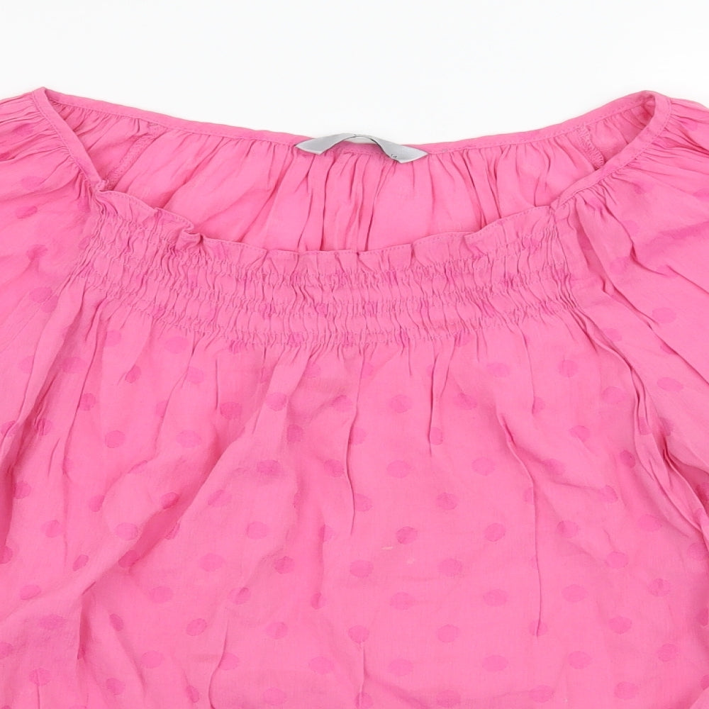 FF Womens Pink Polka Dot  Basic Blouse Size 14