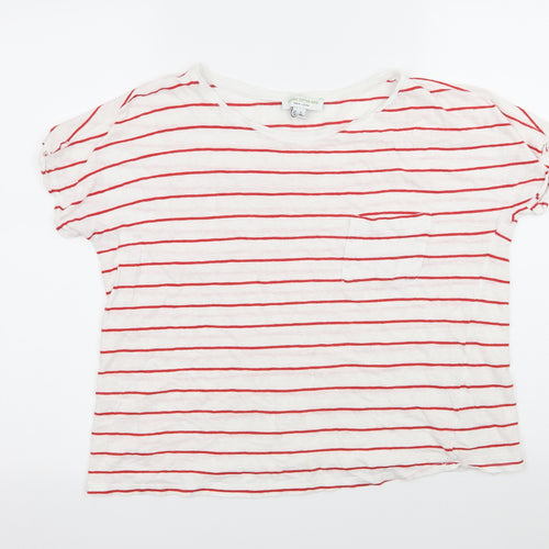 New Look Womens White Striped Jersey Basic T-Shirt Size 8