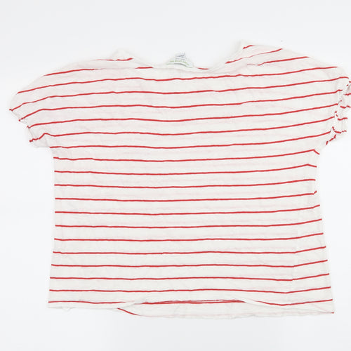 New Look Womens White Striped Jersey Basic T-Shirt Size 8