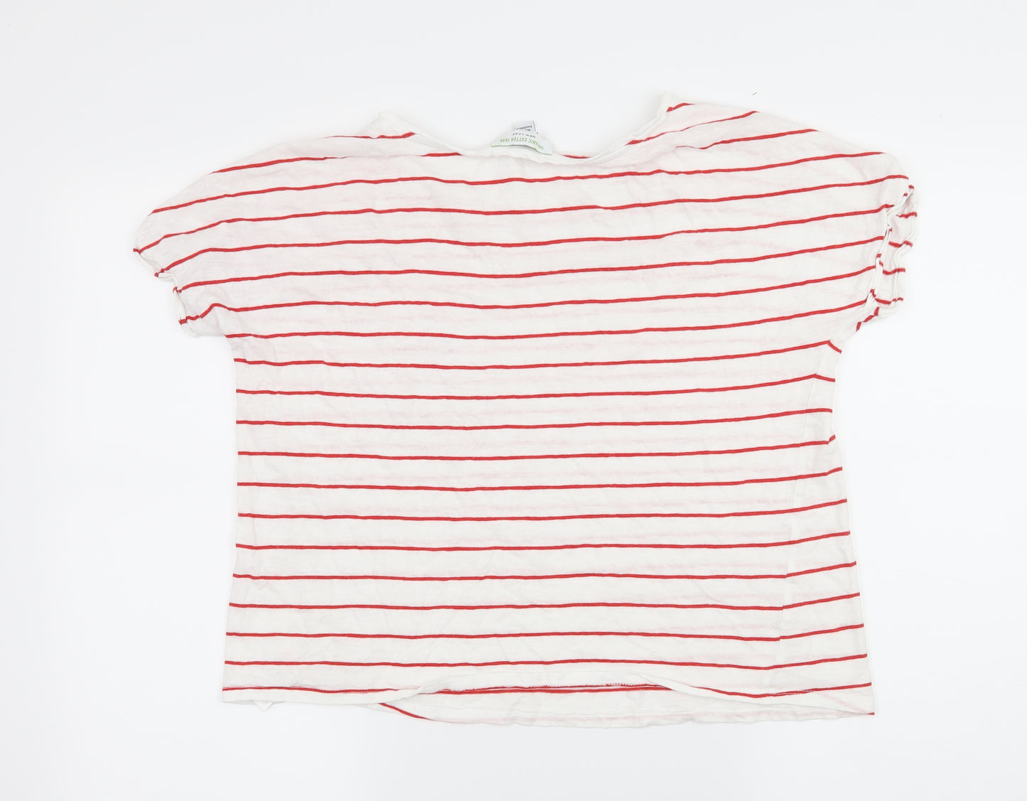 New Look Womens White Striped Jersey Basic T-Shirt Size 8