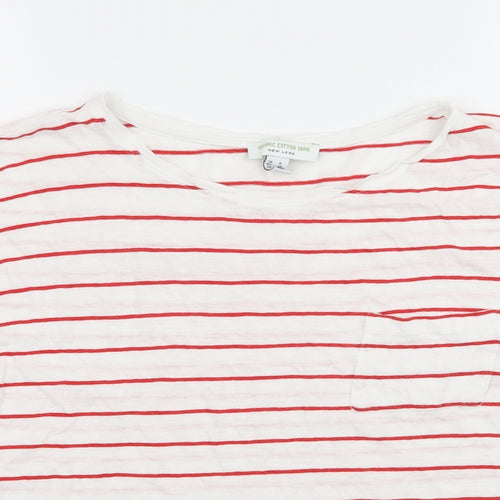 New Look Womens White Striped Jersey Basic T-Shirt Size 8
