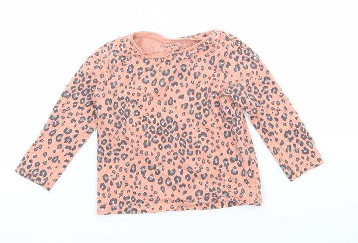 F&F Girls Orange Animal Print Jersey Basic T-Shirt Size 12-18 Months