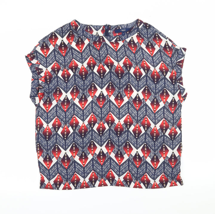 NEXT Womens Blue Geometric  Basic Blouse Size 12