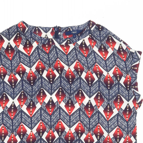 NEXT Womens Blue Geometric  Basic Blouse Size 12