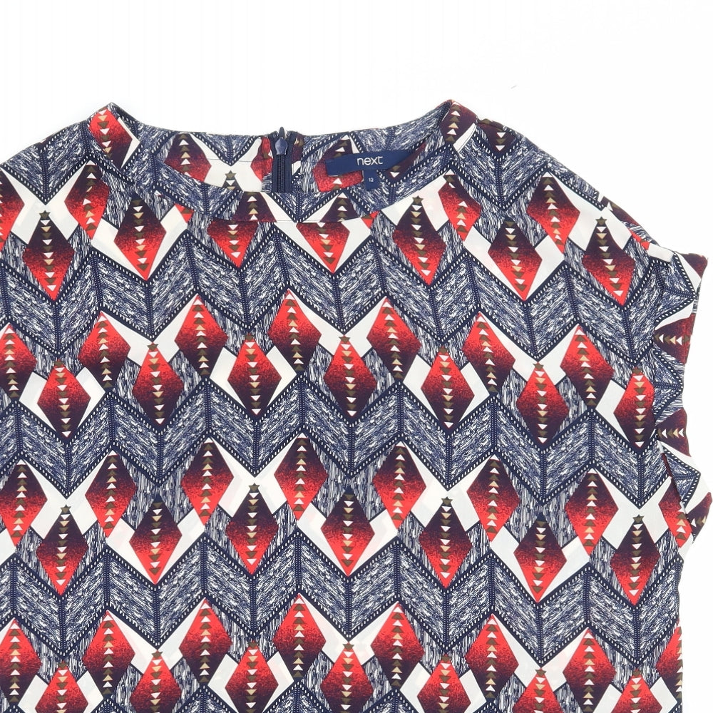 NEXT Womens Blue Geometric  Basic Blouse Size 12