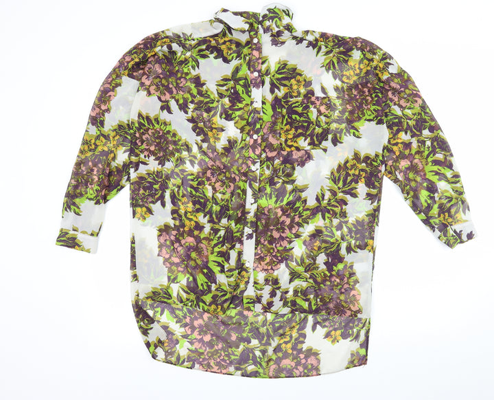 Topshop Womens White Floral  Basic Blouse Size 6