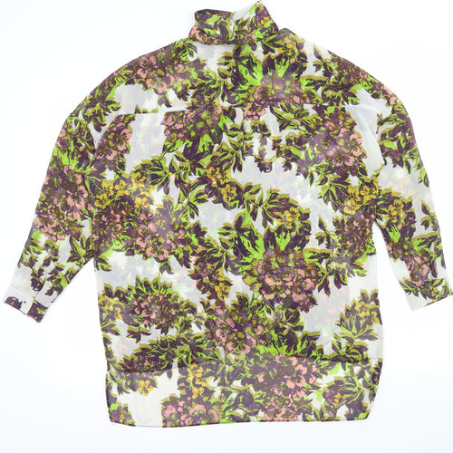 Topshop Womens White Floral  Basic Blouse Size 6