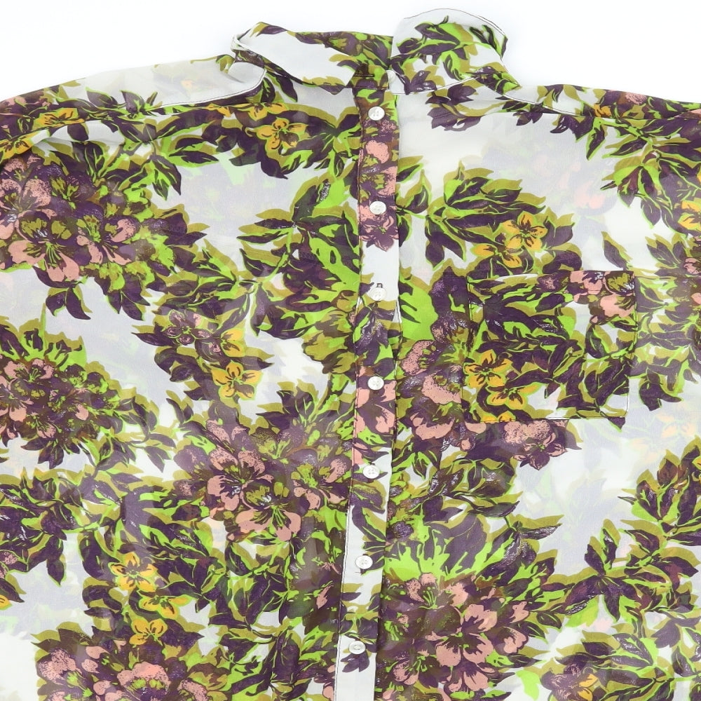Topshop Womens White Floral  Basic Blouse Size 6
