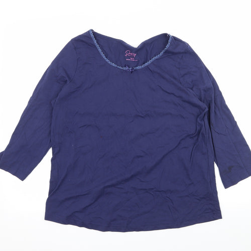 Pretty Secrets Womens Blue Solid Jersey Top Pyjama Top Size 12
