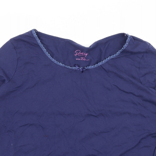 Pretty Secrets Womens Blue Solid Jersey Top Pyjama Top Size 12