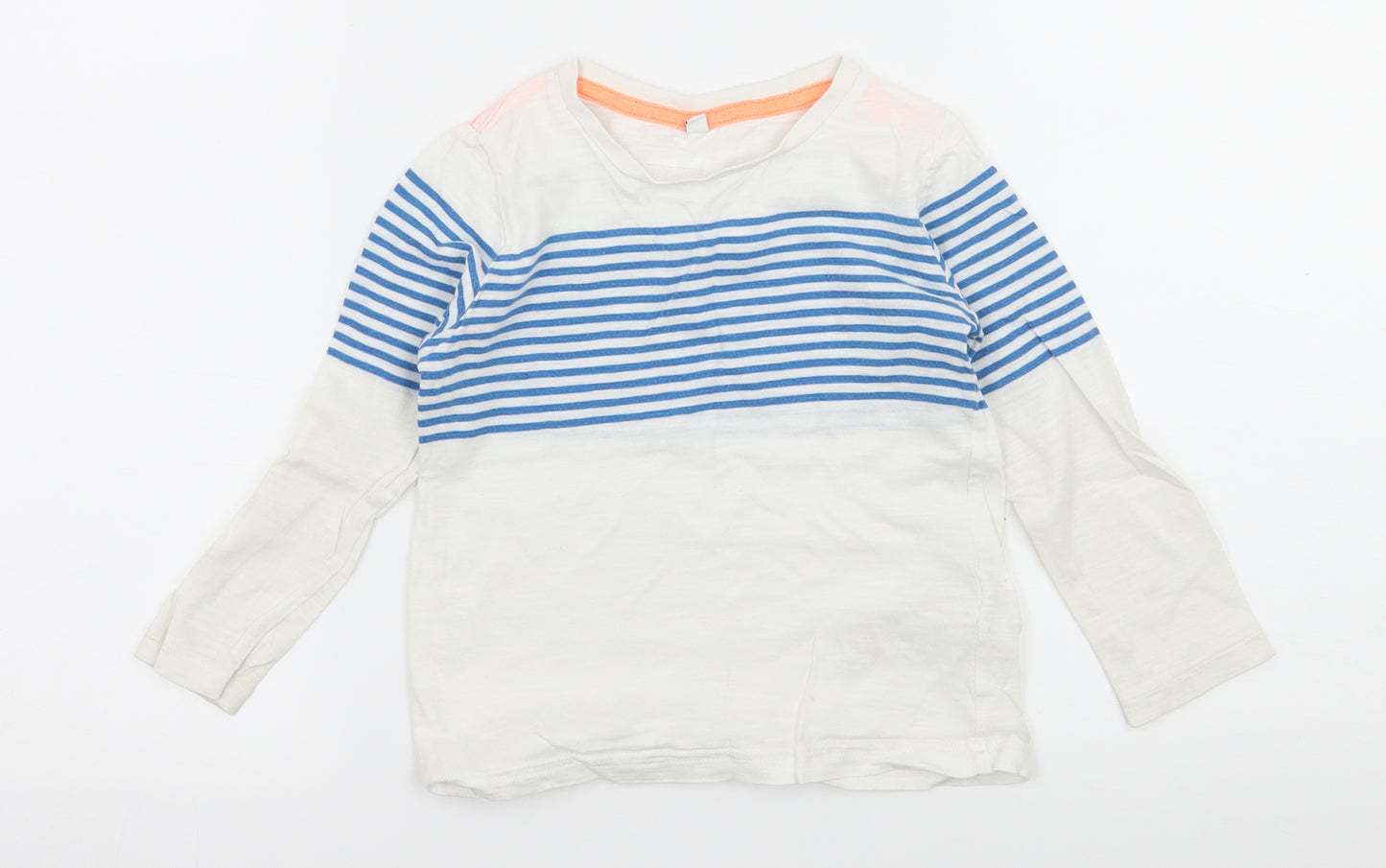 Marks and Spencer Boys White Striped Jersey Basic T-Shirt Size 2-3 Years
