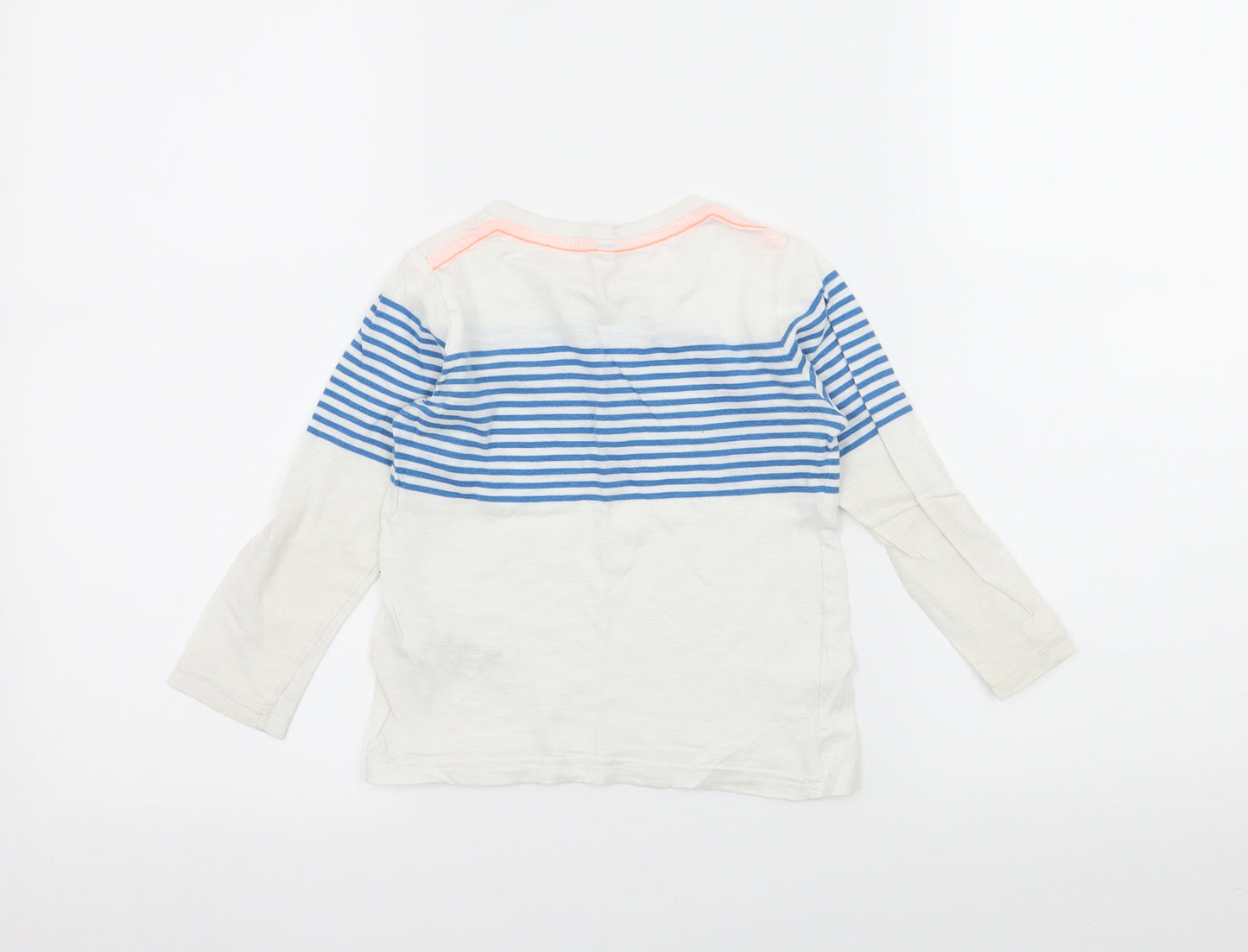 Marks and Spencer Boys White Striped Jersey Basic T-Shirt Size 2-3 Years