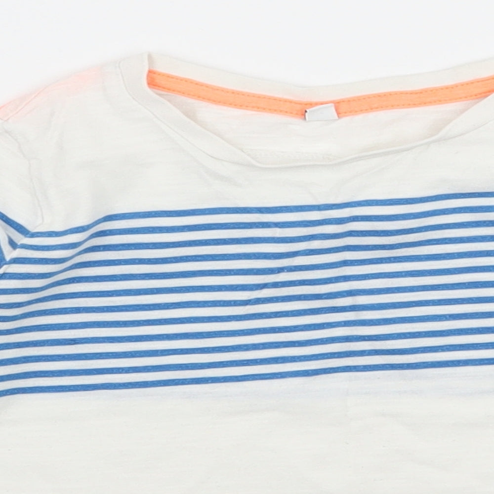 Marks and Spencer Boys White Striped Jersey Basic T-Shirt Size 2-3 Years