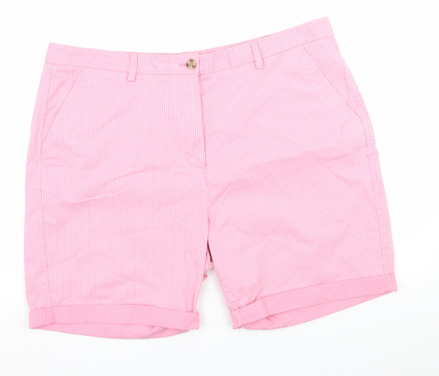 Marks and Spencer Womens Pink Striped  Bermuda Shorts Size 20