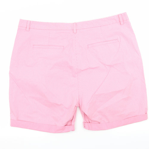 Marks and Spencer Womens Pink Striped  Bermuda Shorts Size 20