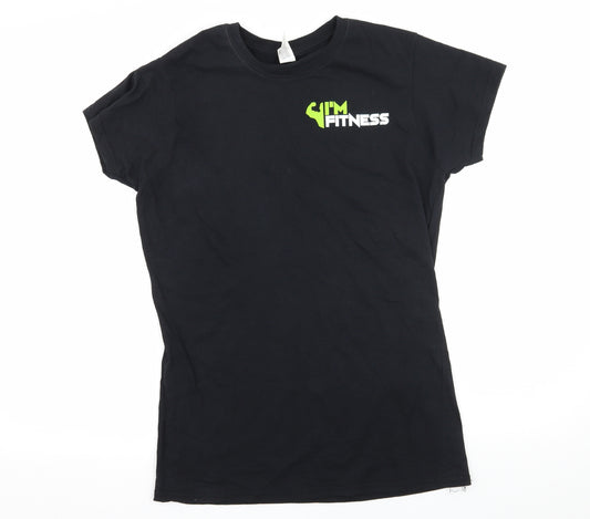 Front view of Gildan women’s black jersey basic t-shirt, size L, - i'm fitness