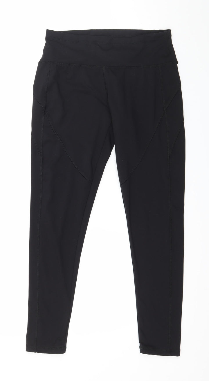 WORKOUT Womens Black  Jersey Capri Leggings Size 10 L26 in