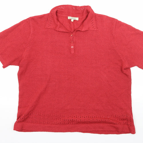 Classic Womens Red  Knit Basic T-Shirt Size 20