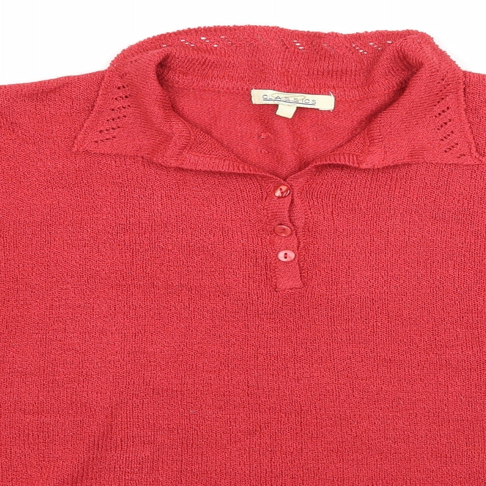 Classic Womens Red  Knit Basic T-Shirt Size 20