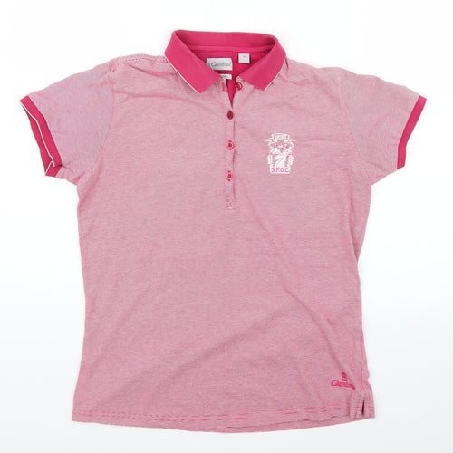 Glenbrae Womens Pink Striped  Basic Polo Size M