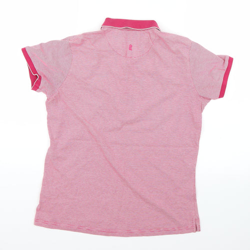 Glenbrae Womens Pink Striped  Basic Polo Size M