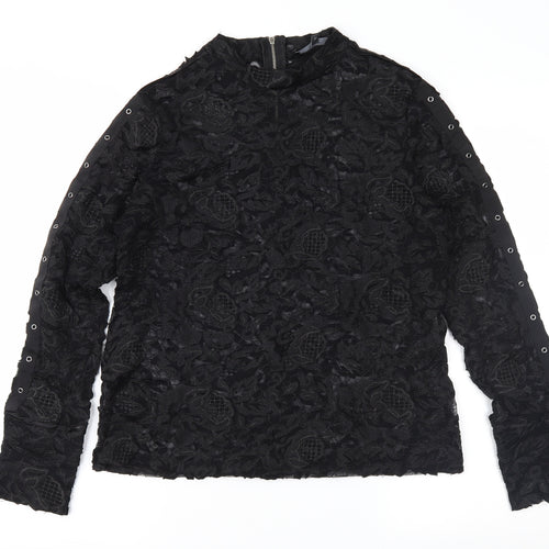 NEXT Womens Black Floral Lace Basic Blouse Size 14