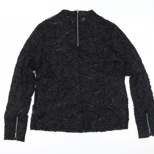 NEXT Womens Black Floral Lace Basic Blouse Size 14