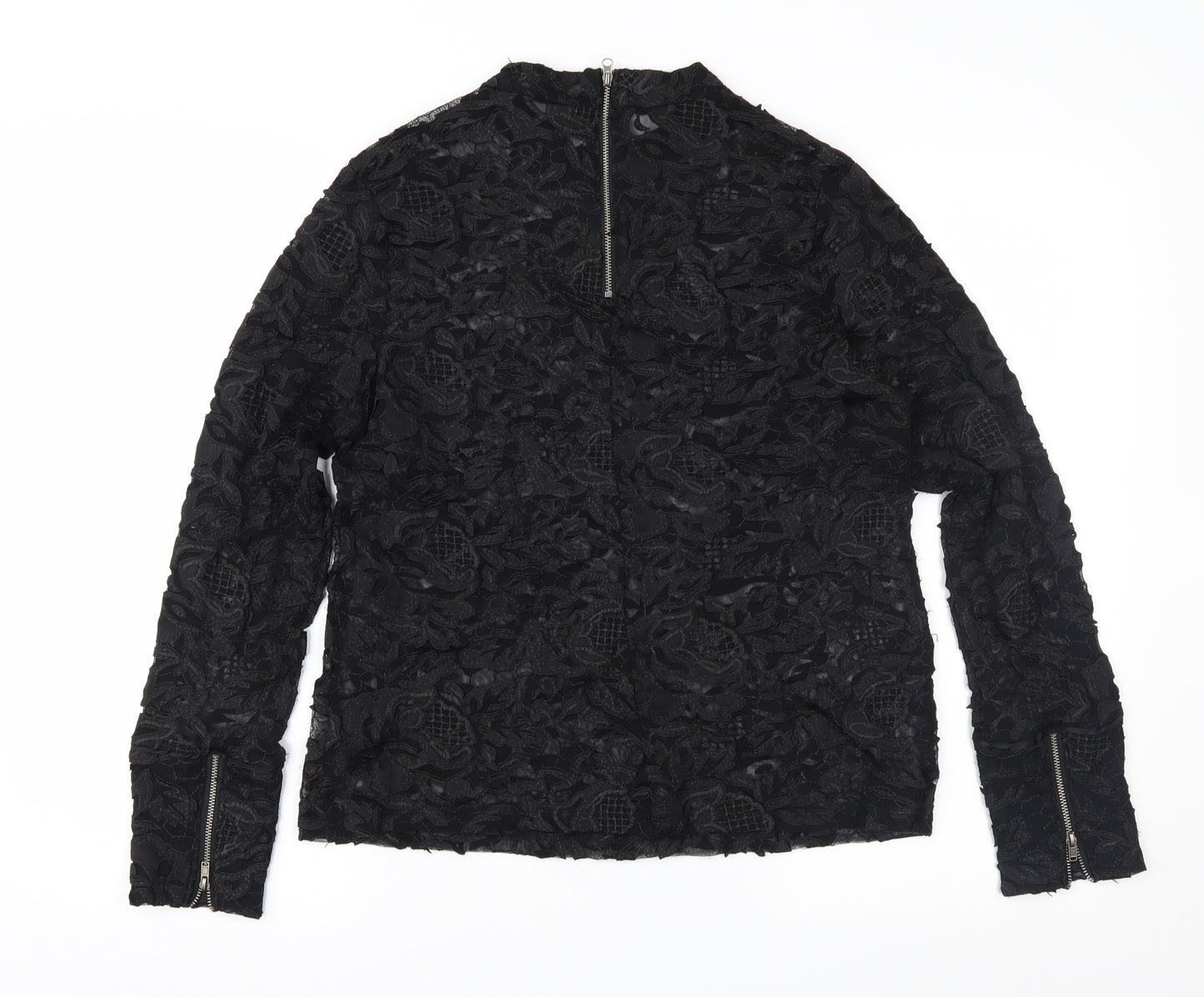 NEXT Womens Black Floral Lace Basic Blouse Size 14