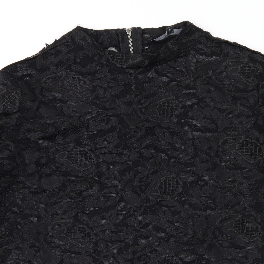 NEXT Womens Black Floral Lace Basic Blouse Size 14