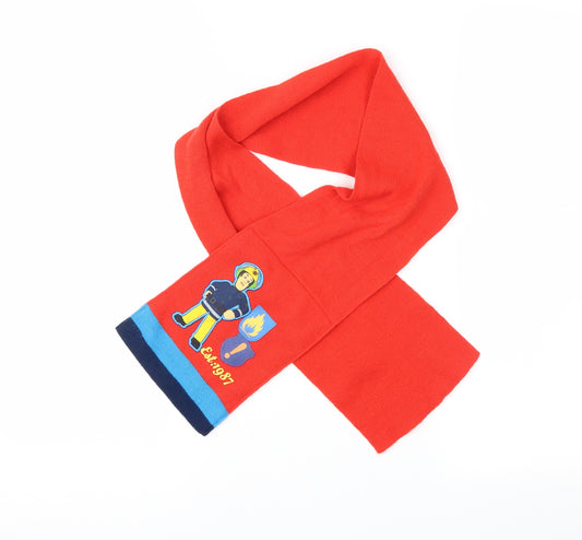 Fireman Sam Boys Red Geometric Knit Rectangle Scarf Scarf Size Regular  - Fireman Sam