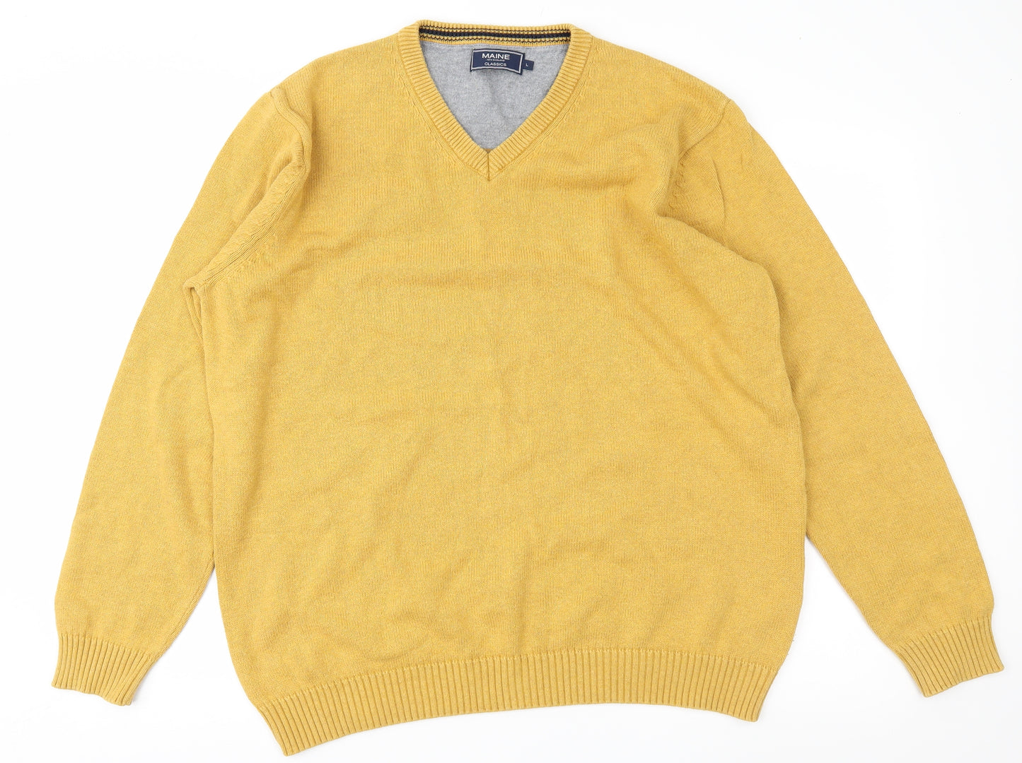 Maine New England Mens Yellow   Pullover Jumper Size L