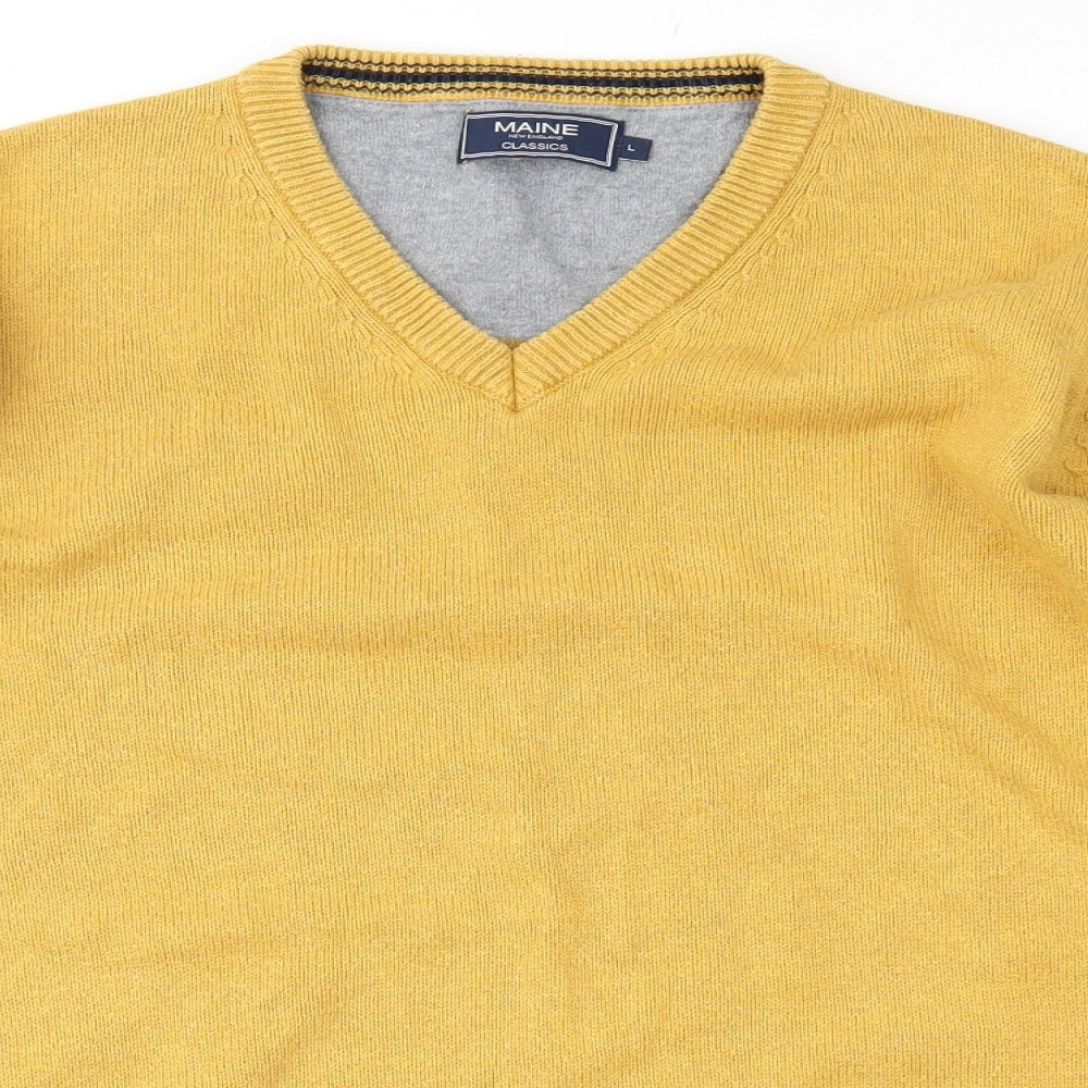 Maine New England Mens Yellow   Pullover Jumper Size L