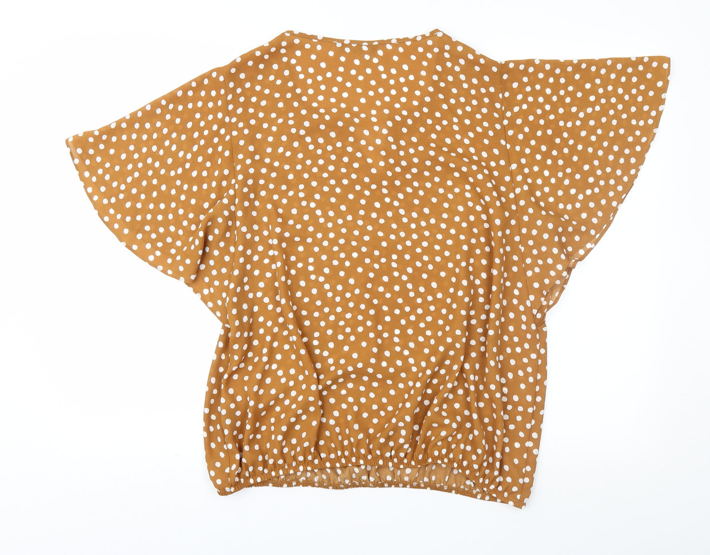 George Womens Brown Polka Dot  Basic Blouse Size 14