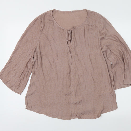 Saint Tropez Clothing Womens Brown Animal Print  Basic Blouse Size M