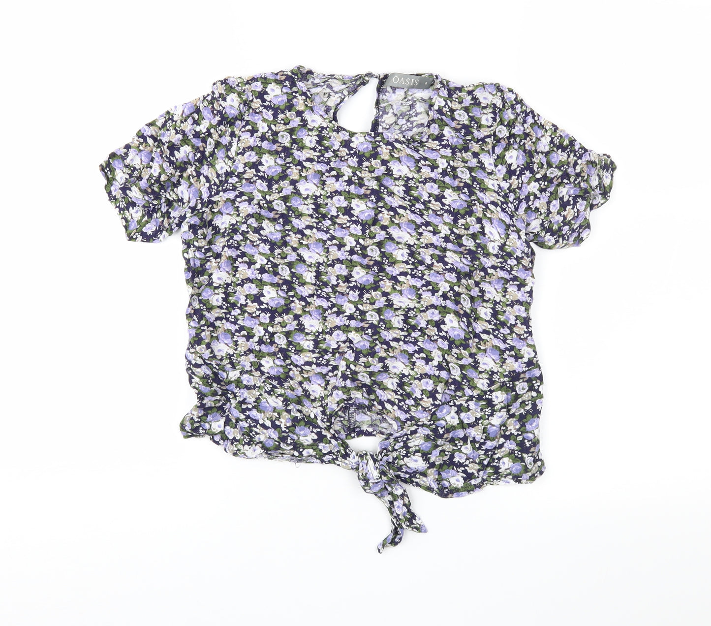 Oasis Womens Blue Floral  Basic Blouse Size 8