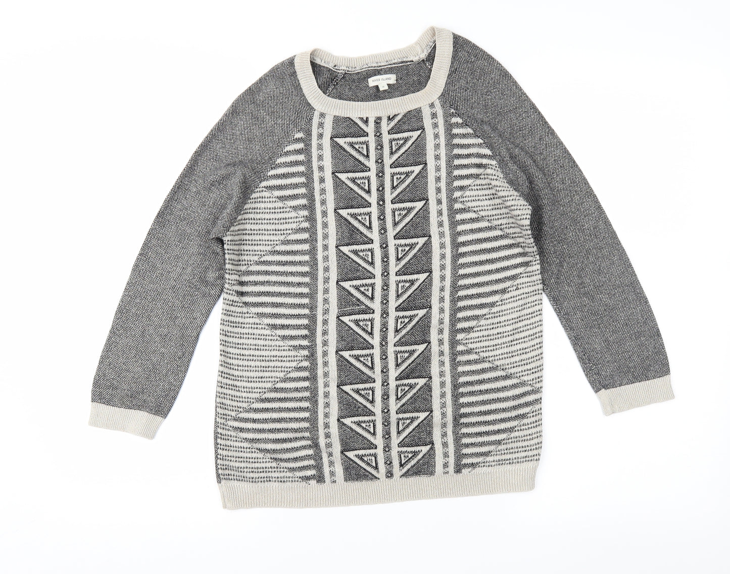 River Island Womens Brown Geometric  Pullover Jumper Size 8