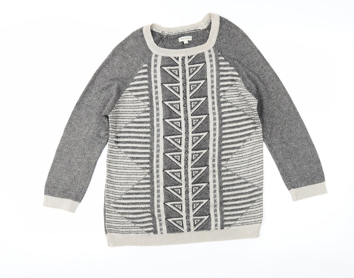 River Island Womens Brown Geometric  Pullover Jumper Size 8