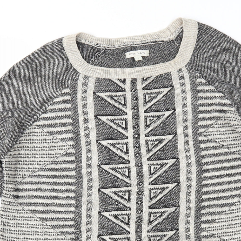 River Island Womens Brown Geometric  Pullover Jumper Size 8