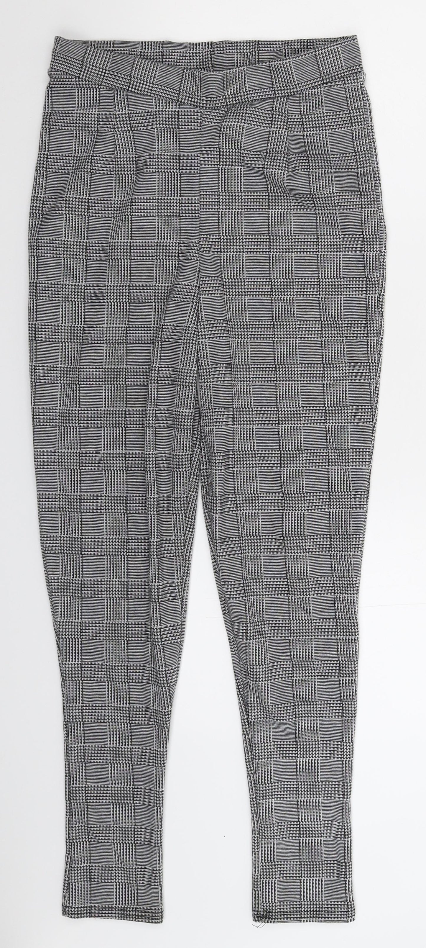 Boohoo Womens Grey Check  Trousers  Size 10 L28 in