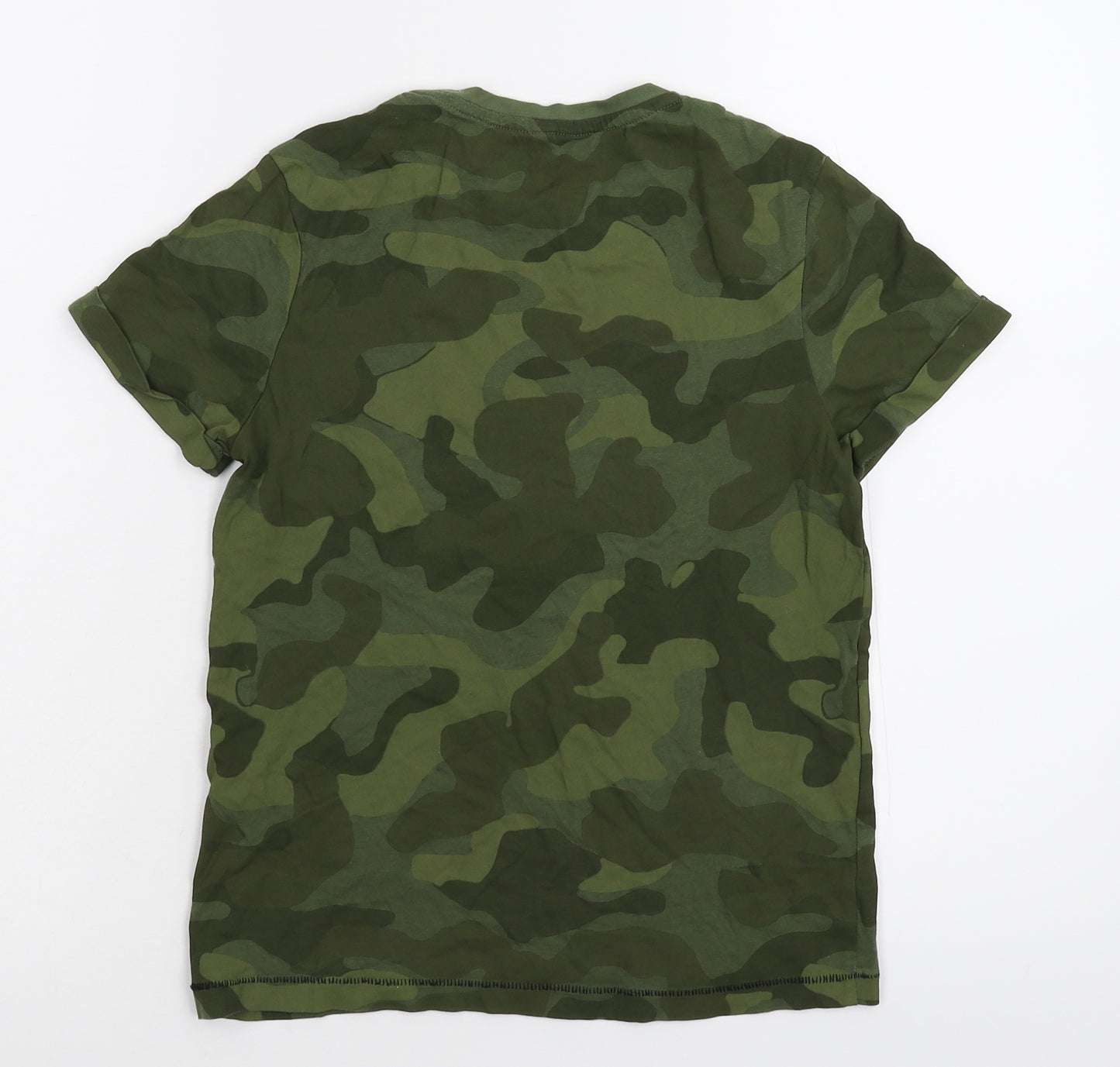 Marks and Spencer Boys Green Camouflage  Basic T-Shirt Size 7-8 Years