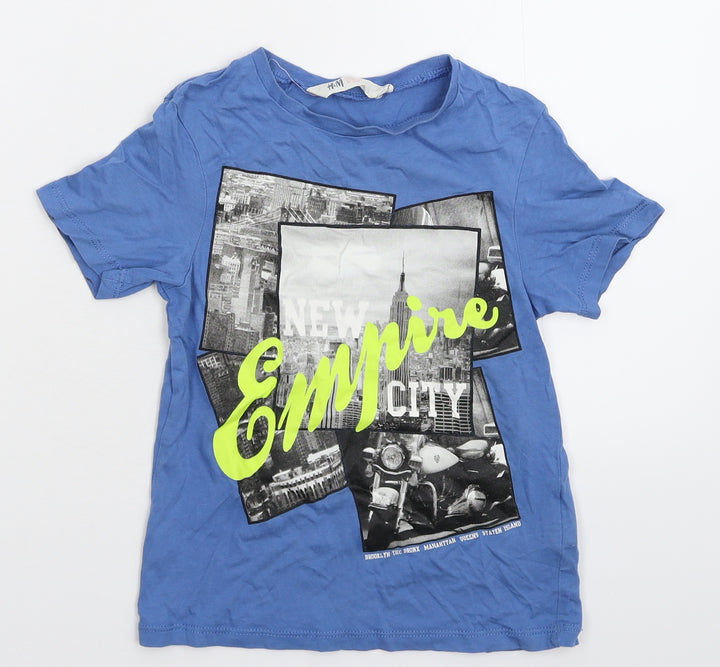 H&M Boys Blue Basic T-Shirt Size 5-6 Years