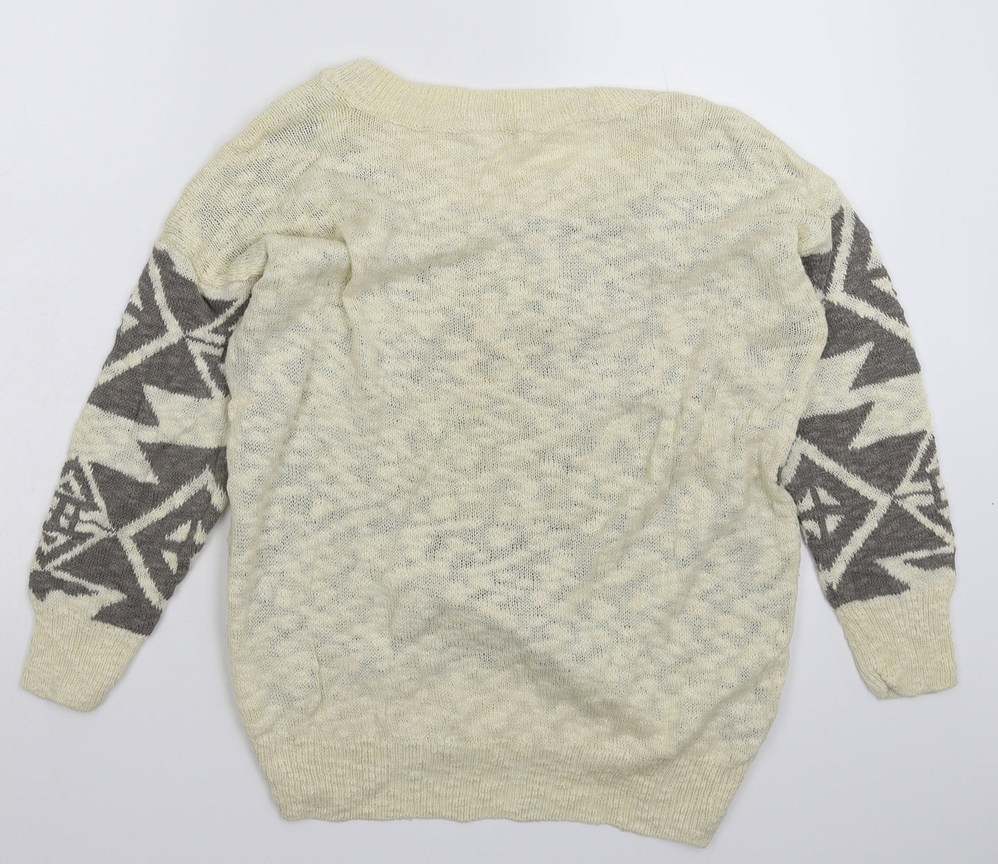 George Womens White Geometric Knit Pullover Jumper Size 12