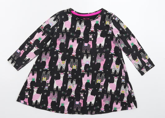 Front view of F&F girls’ black t-shirt dress, size 2-3, years