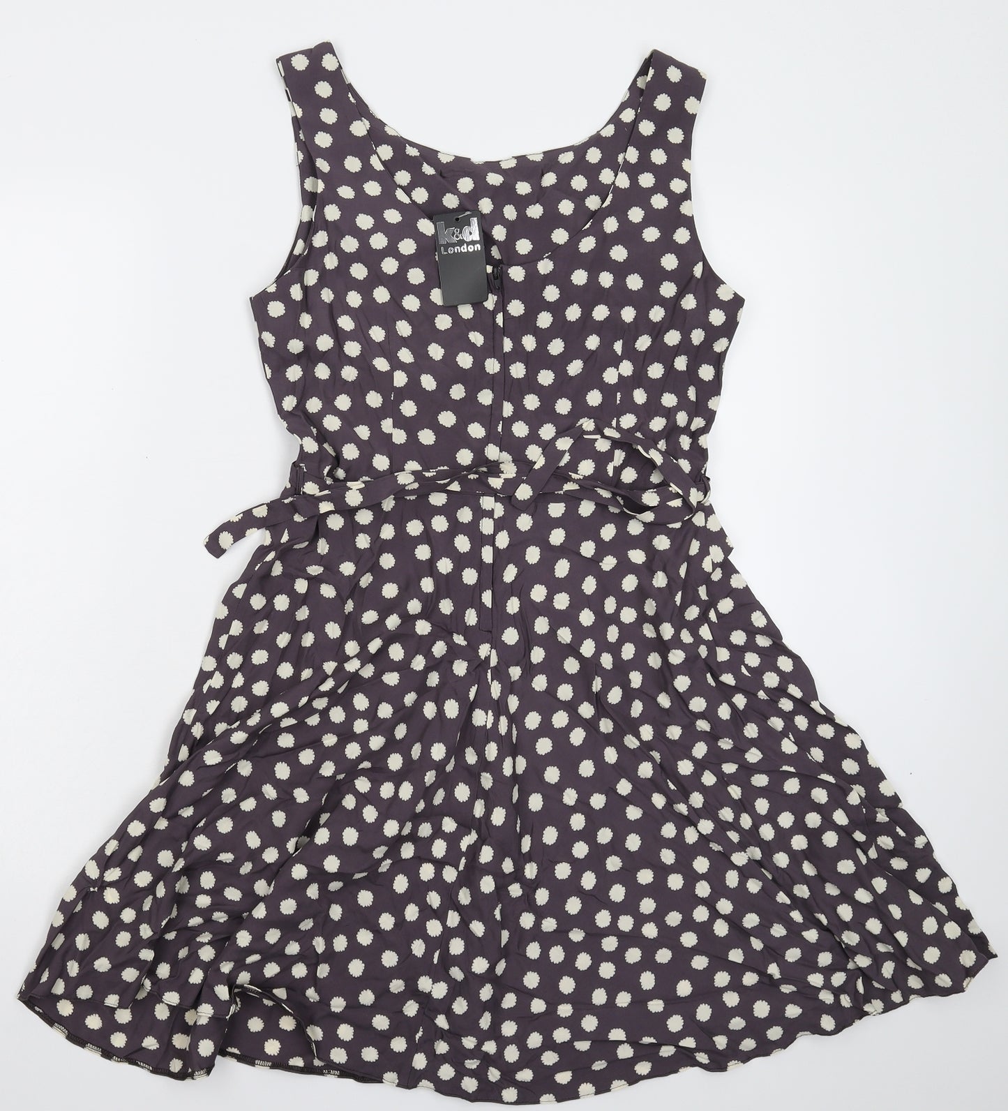 K&D Womens Grey Floral  Fit & Flare  Size 12