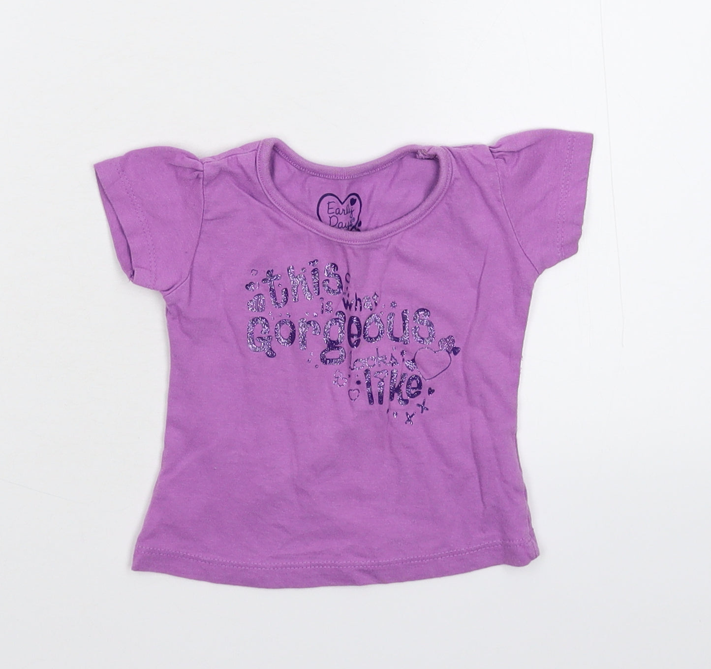 Earlydays Baby Purple   Basic T-Shirt Size 9-12 Months