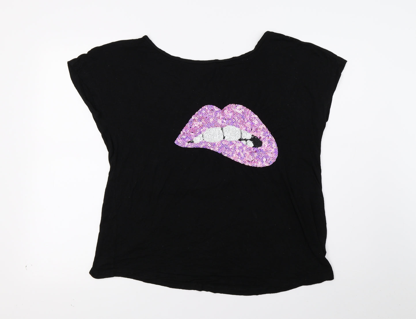 JustFab Womens Black  Jersey  T-Shirt Size S