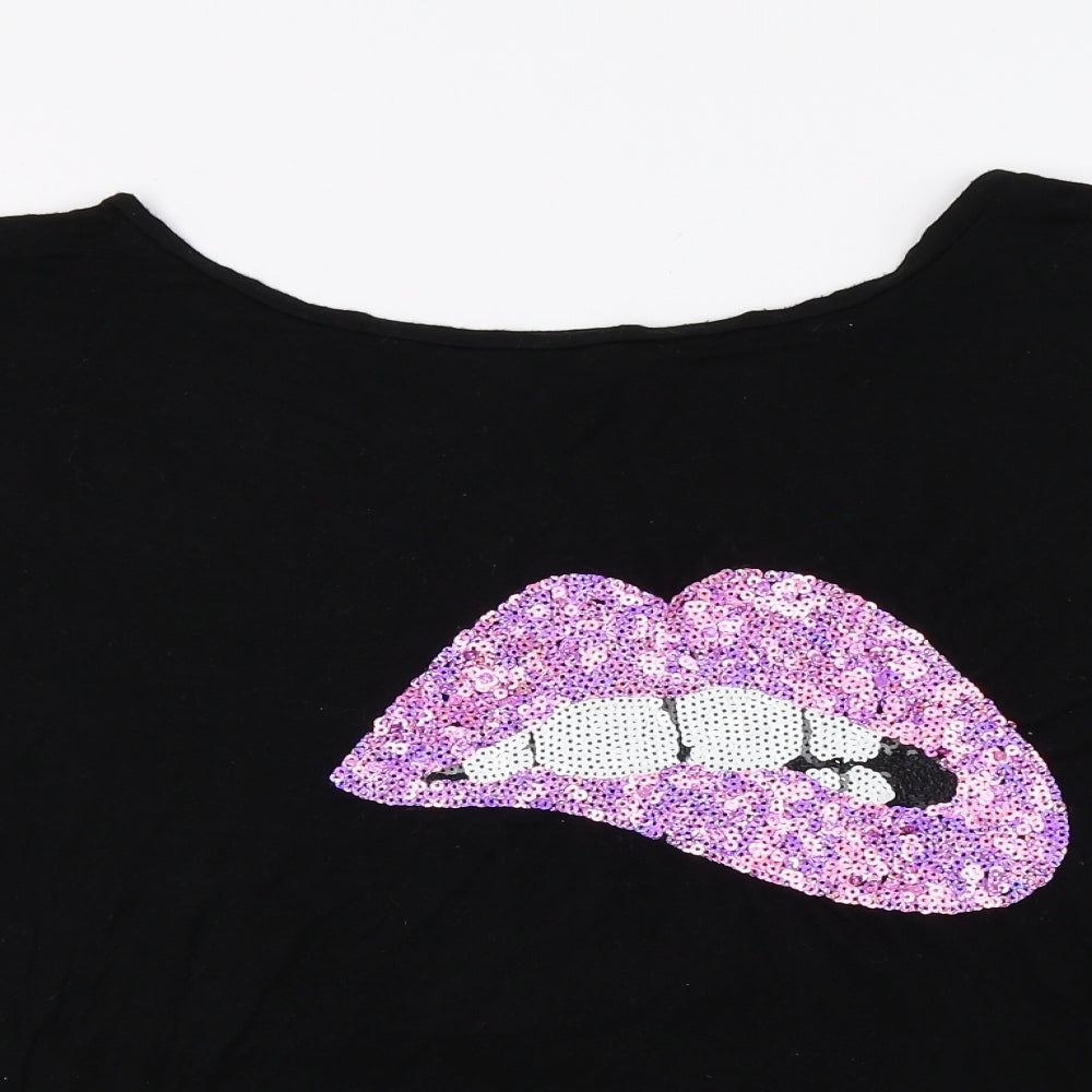 JustFab Womens Black  Jersey  T-Shirt Size S