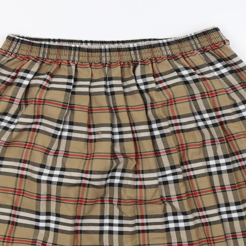 Preworn Womens Brown Check  Flare Skirt Size 29 in