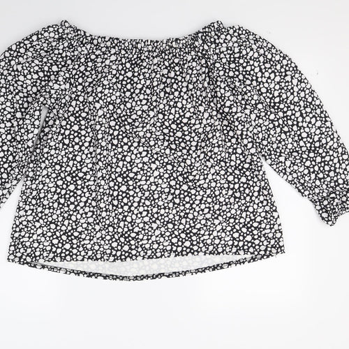 Simply Be Womens Black Animal Print  Basic Blouse Size 12