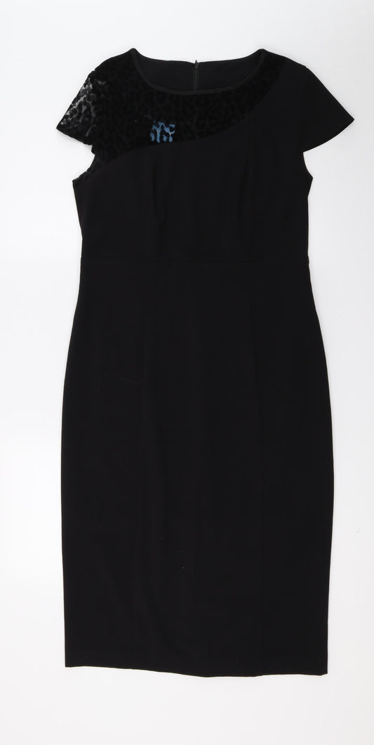 Front view of Tayfan women’s black a-line, size UK 12